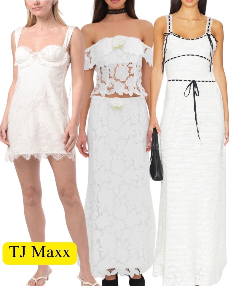 For love and lemon dresses on sale at TJ Maxx, lace skirt, black-and-white, maxi dress, spring, summer, designer deals.

#LTKootd #LTKSaleAlert