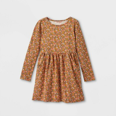 Girls' Printed Long Sleeve Knit Dress - Cat & Jack™ | Target