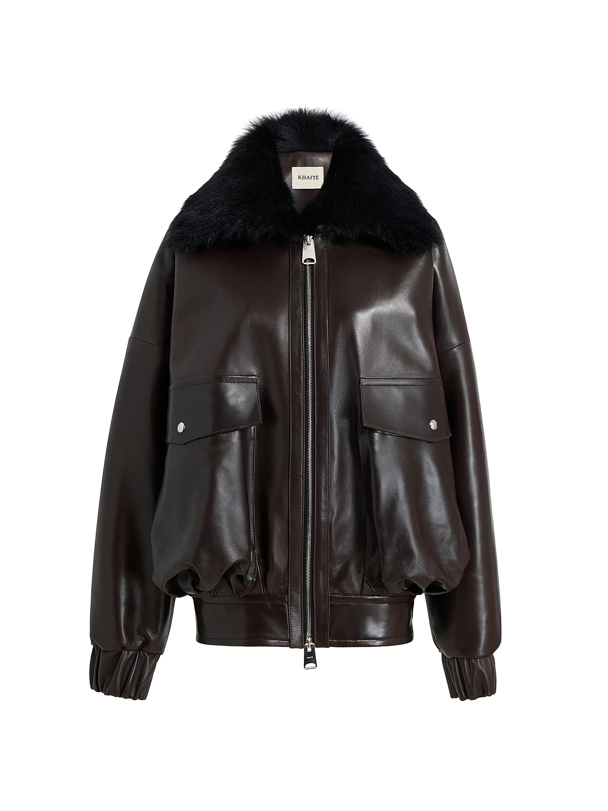 Khaite Daemon Shearling-Collar Leather Jacket | Saks Fifth Avenue | Saks Fifth Avenue