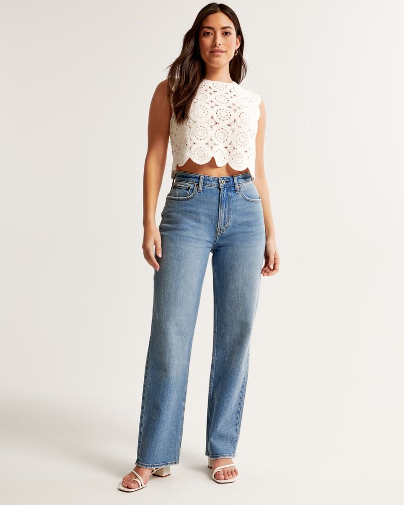 Curve Love High Rise Vintage Straight Jean | Abercrombie & Fitch (US)