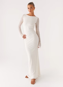 Ethereal Long Sleeve Maxi Dress - Ivory | Peppermayo (Global)