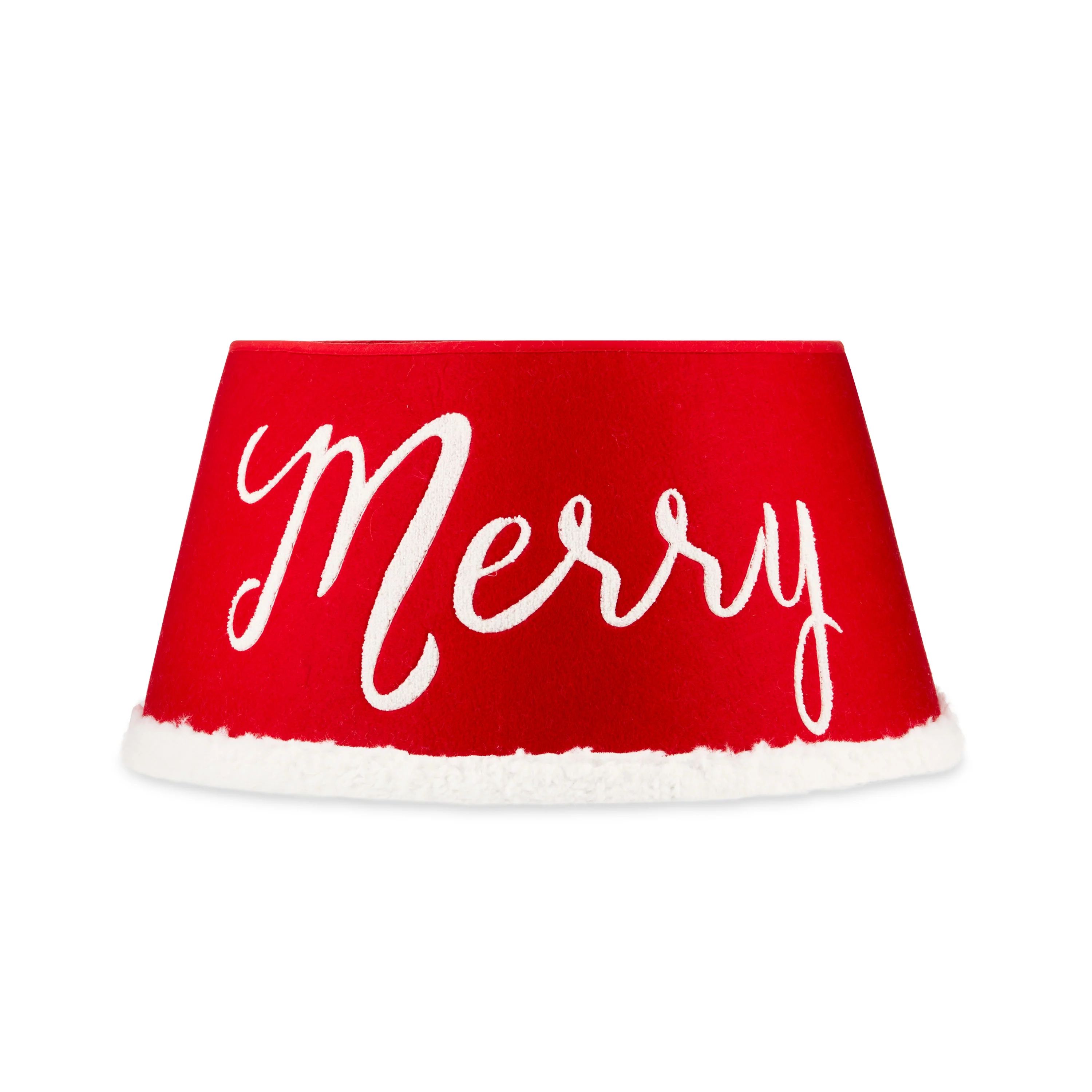 Red Felt Merry Christmas Tree Stand Band, by Holiday Time - Walmart.com | Walmart (US)