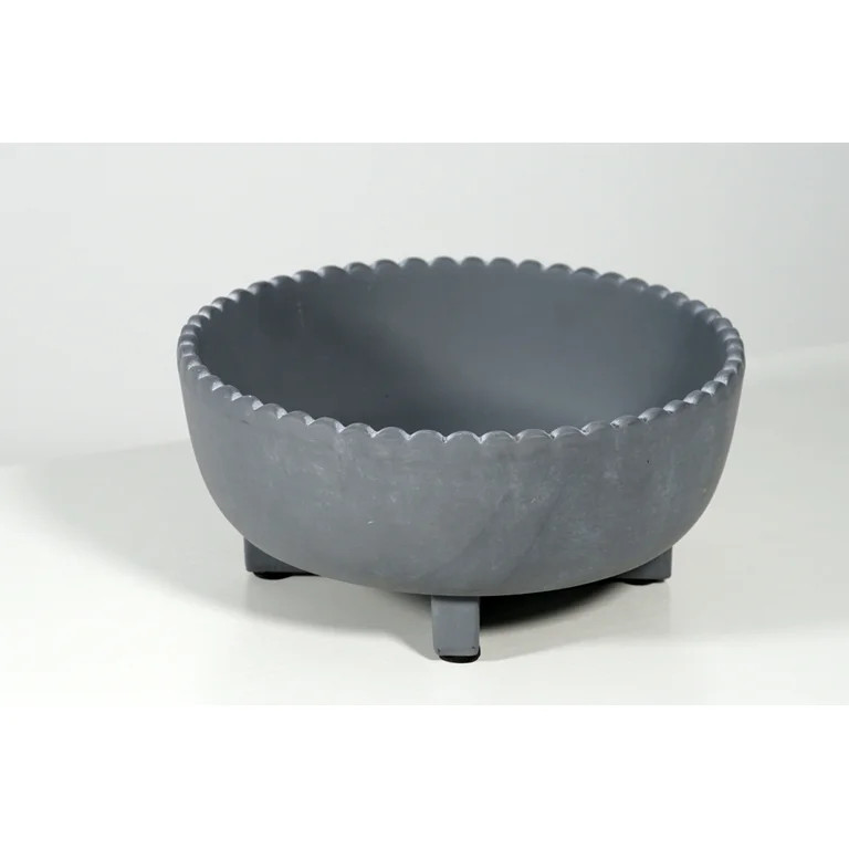Better Homes & Gardens Pottery 8" Thalea Ceramic Scalloped Bowl with Stand, Grey | Walmart (US)