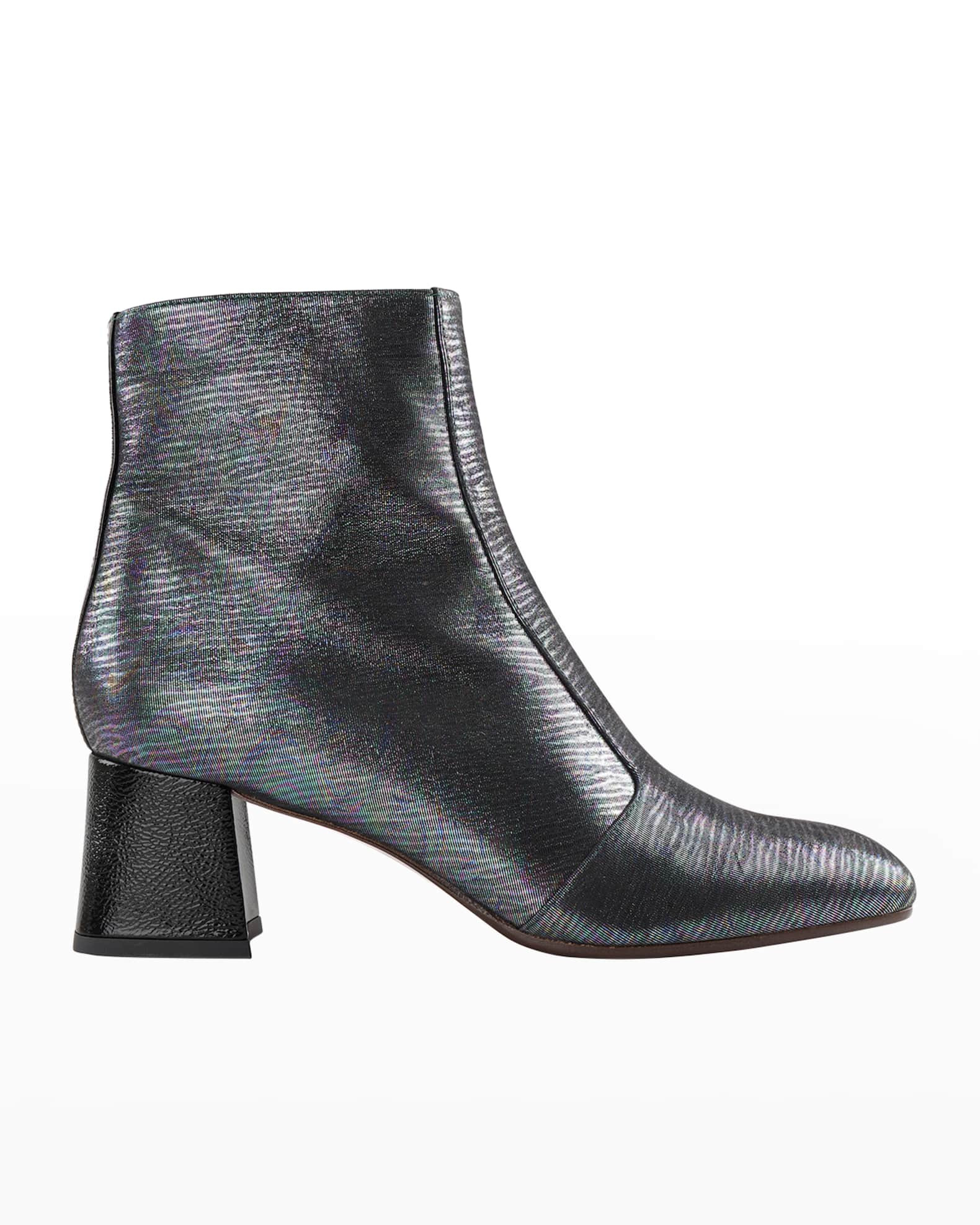 Chie Mihara Metallic Zip Ankle Booties | Neiman Marcus