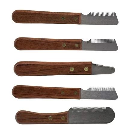Dog Grooming Coat Fur Stripping Knife Stripper Trimmer Tool Rose Wood Handle (Full Set - All 5 Knive | Walmart (US)