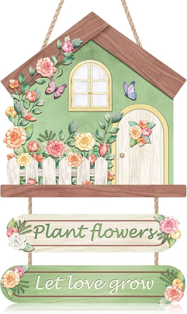 HPNIUB Spring Welcome Wooden Plaques, Flower House Front Door Wood Sign (11.8x18.5inch), Colorful... | Amazon (US)