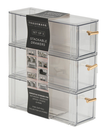 Set Of 3 Storage Drawers With Metal Knobs | TJ Maxx