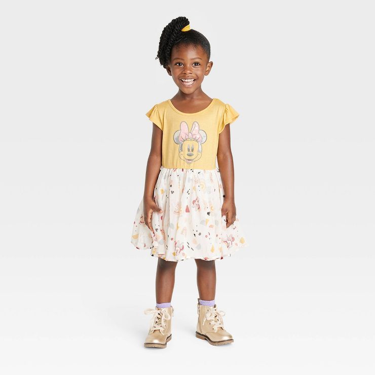 Toddler Girls' Disney Minnie Mouse Knitted Tutu Dress - Yellow | Target