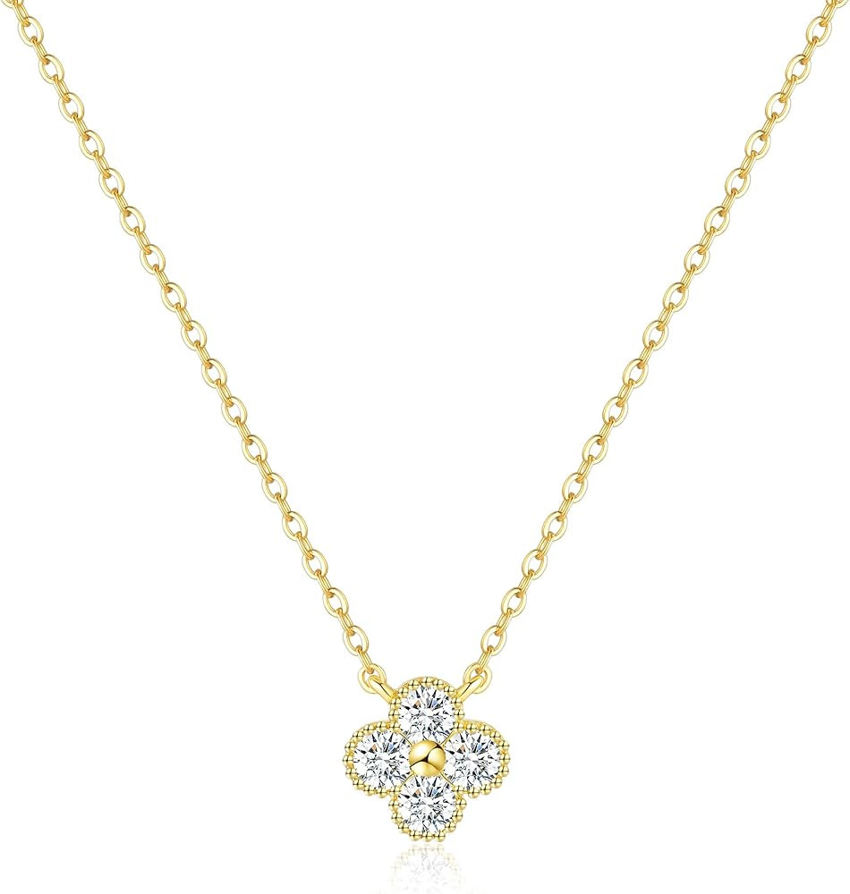 ZOERAY Birthstone Necklace for Women Non Tarnish 14K Gold Plated Four Leaf Clover Necklace Dainty... | Amazon (US)