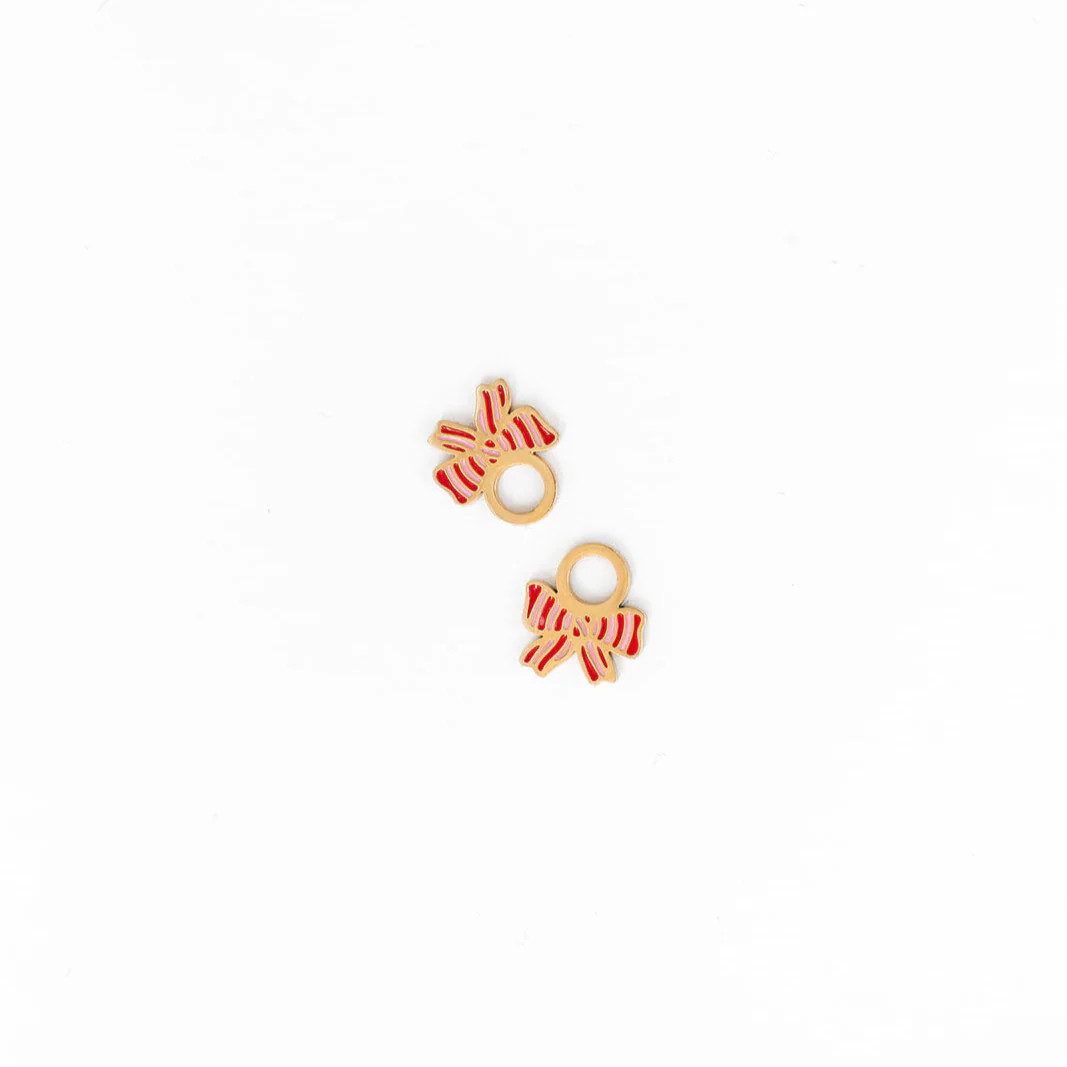 Striped Bow Hoop Earring Charm | Pip Pop Post
