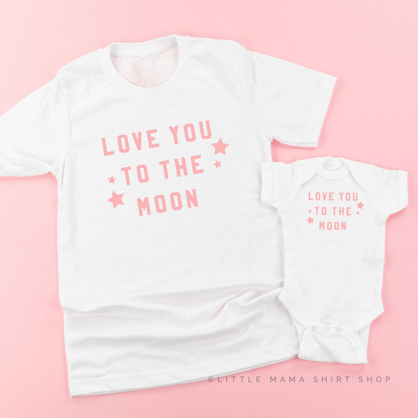 Love You To The Moon©White w/Pink | Set of 2 Shirts|Mommy and Me Valentine Shirt|Mom and Daughte... | Etsy (US)