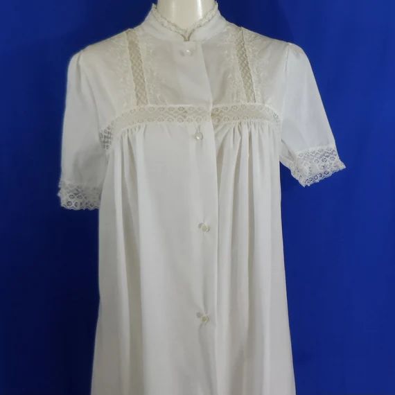 New - Vintage 70s 80s Christian Dior Lingerie Nightgown - Size Large - Lace Cotton Wedding Design... | Etsy (US)