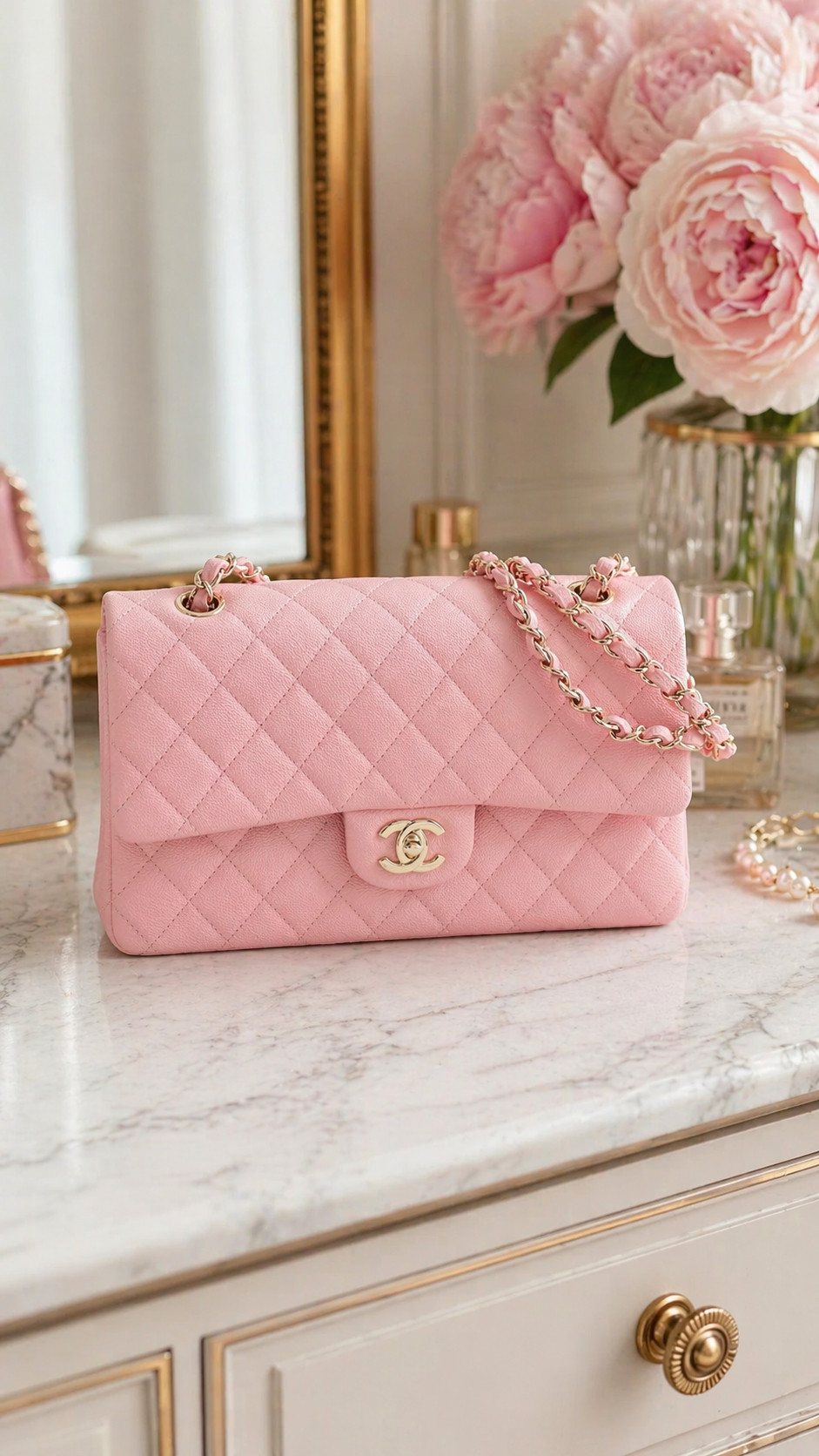 💗 DREAMY Pink Classic Chanel double flap bag ! This luxury pink Chanel bag is such a timeless investment-style piece. The Matelassé 25 silhouette, durable grained calfskin leather, and classic double flap design give it a refined look that feels both feminine and forever chic. #chanel 

 #LTKootd #LTKSaleAlert
