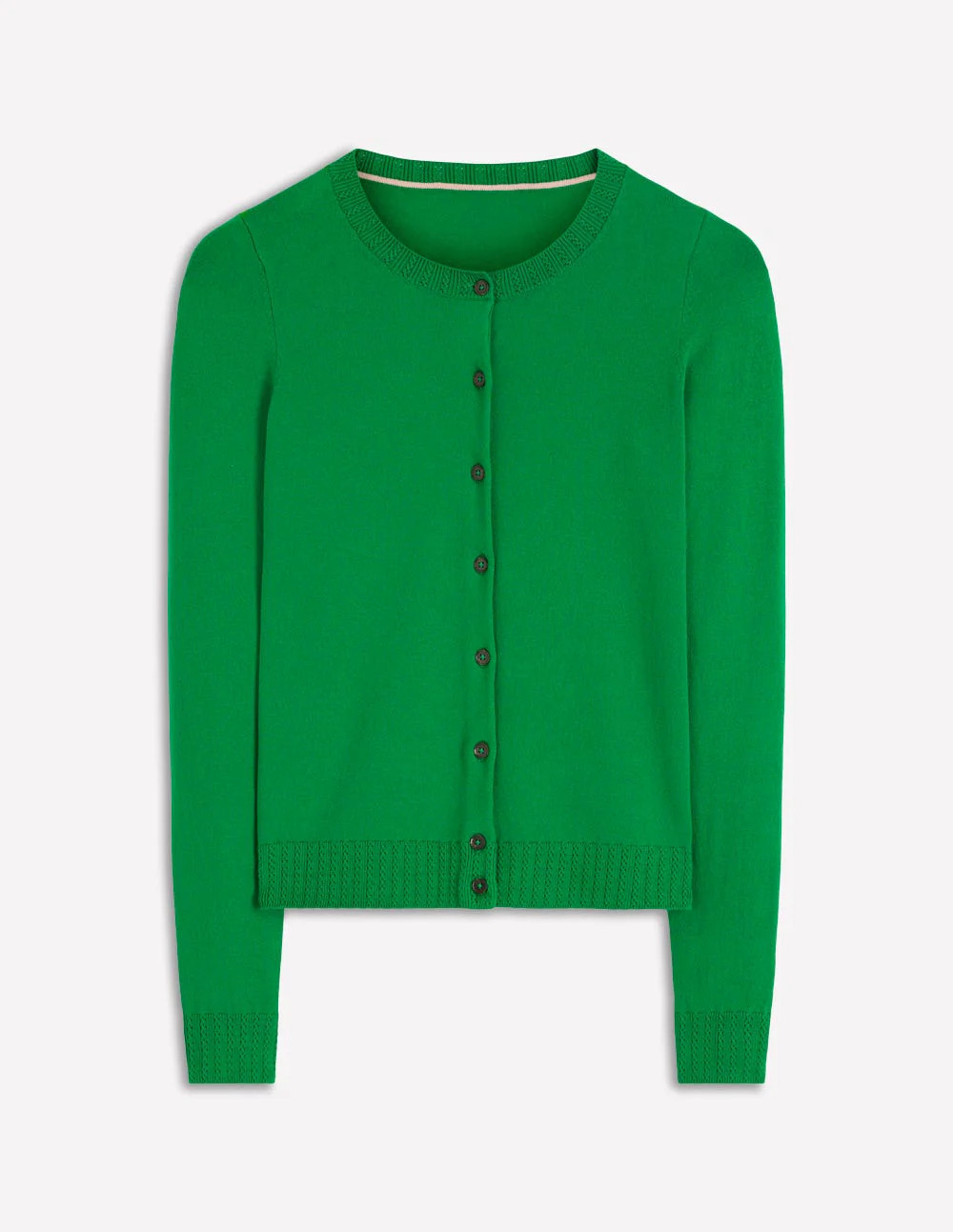 Emilia Cotton Crew Cardigan-Rich Emerald | Boden (US)