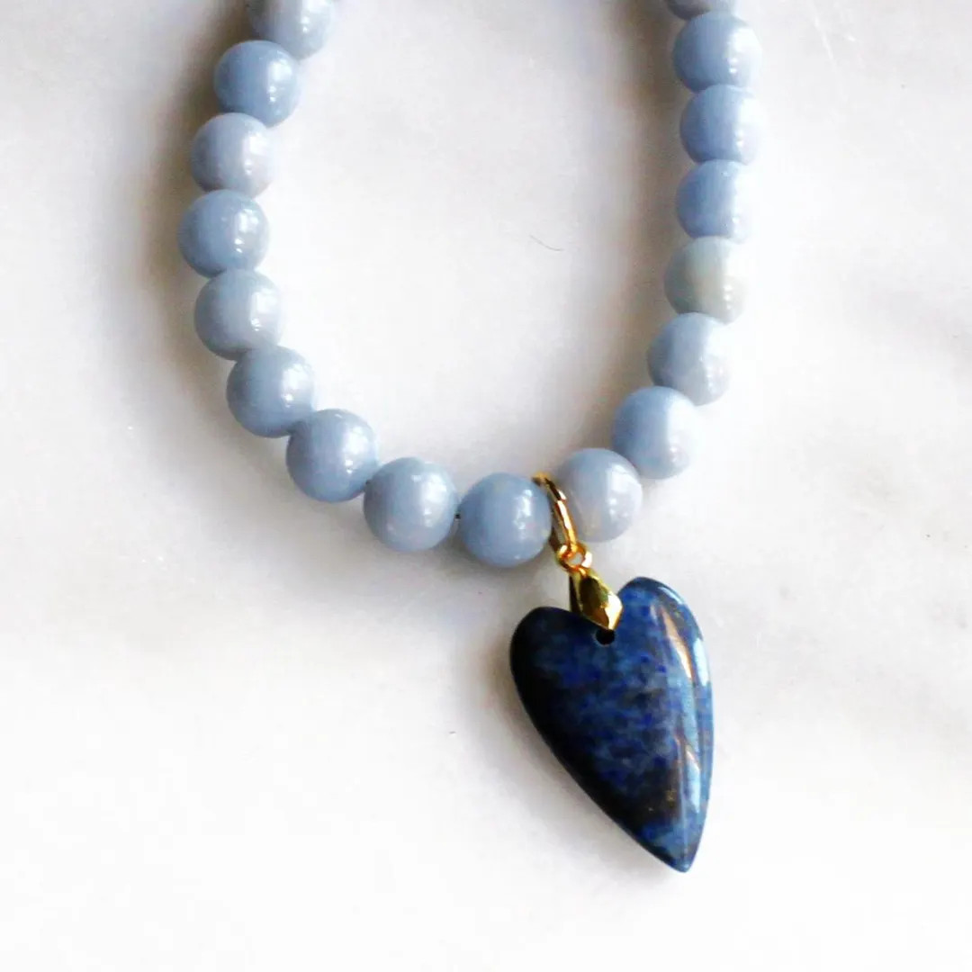 Handmade Blue Jade Beaded Necklace With Turquoise Heart Pendant - Etsy | Etsy (Global)