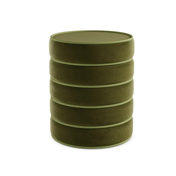 Contrast Piping Storage Footstool, Olive Velvet | Dunelm (migrated)