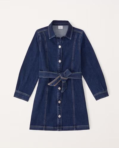 long-sleeve belted denim dress | Abercrombie & Fitch (US)