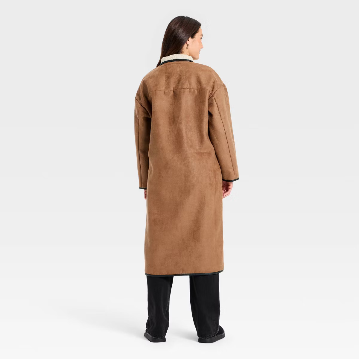 Women's Faux Suede Long Coat - Universal Thread™ Tan | Target