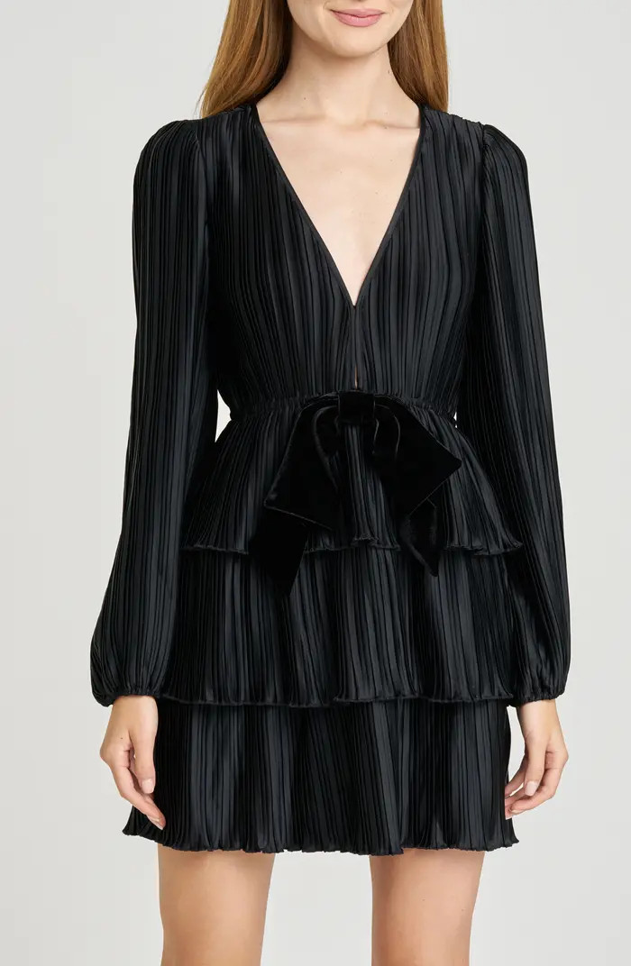 Melissa Plissé Long Sleeve Tiered Minidress | Nordstrom