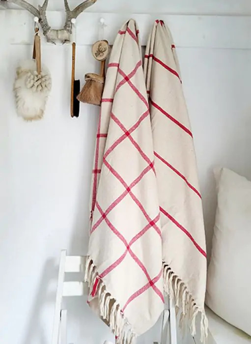 Brushed Cotton Throw Blanket With Fringe Set of 2 | Antique Farm House