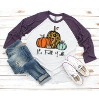 It's Fall Y'all Shirt, Pumpkin Leopard Print Cute Southern Shirt, Fall Graphic Long Sleeve | Etsy (US)