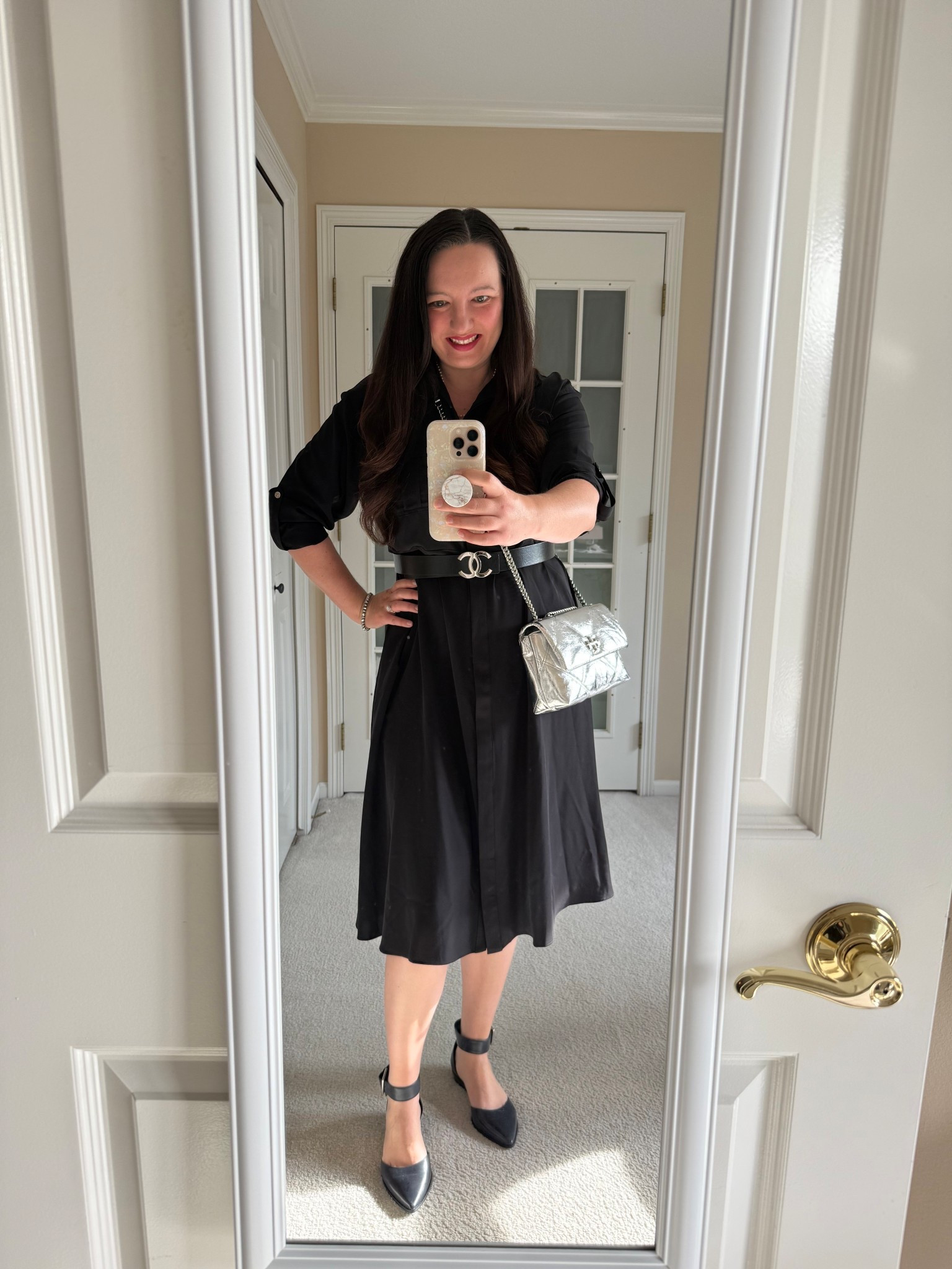 Workwear chic!  An underrated brand I’ve recently found some gem workwear pieces at is Chico’s!  This shirt dress is stretchy and so chic!  Paired it with a fun silver Tory Burch bag and Chanel belt with silver buckle to match the silver buttons.  Better yet, the dress is on sale and comes in khaki, as well!

#LTKSummerEdit #LTKWorkwear #LTKSaleAlert