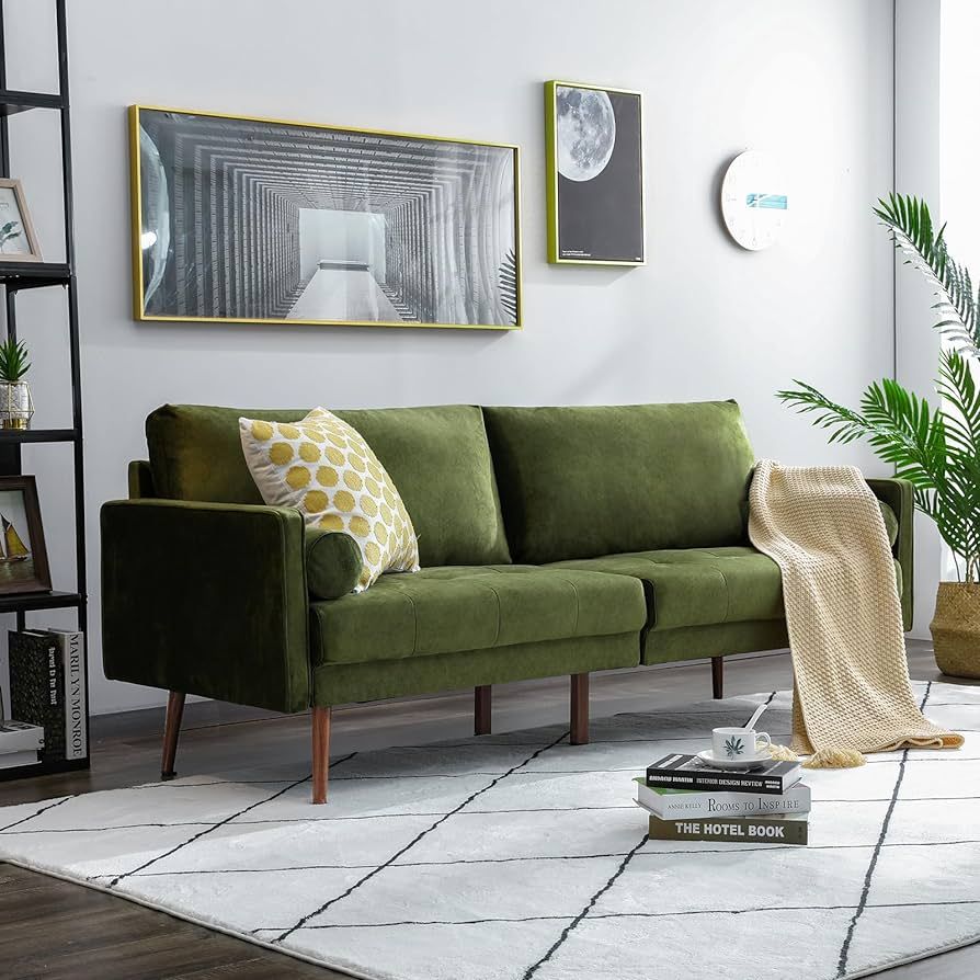 Vonanda Velvet Sofa Couch, Mid Century Modern Craftsmanship 73 inch 3-Seater Sofa with Comfy Tuft... | Amazon (US)