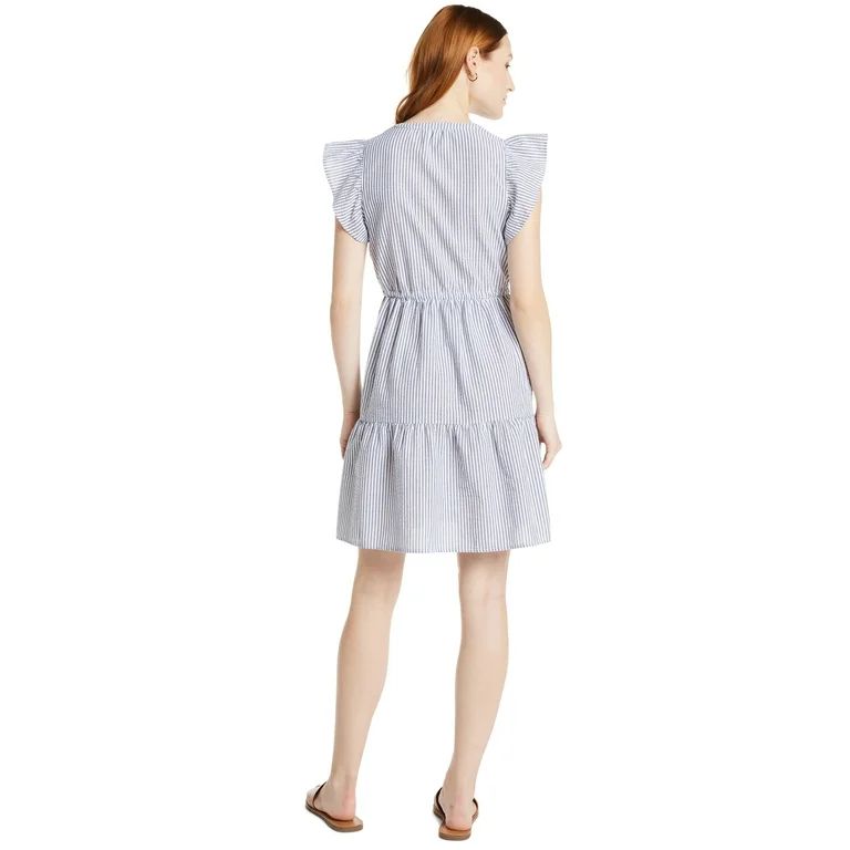 Time and Tru Women's and Women's Plus Mini Dress with Flutter Sleeves, Walmart Travel Outfit | Walmart (US)