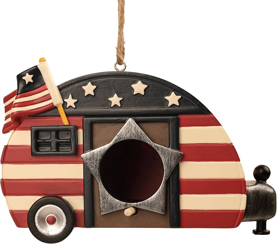 Hanging Bird House for Outside, Hand-Painted American Flag Cute Birdhouse for Garden Decorative H... | Amazon (US)