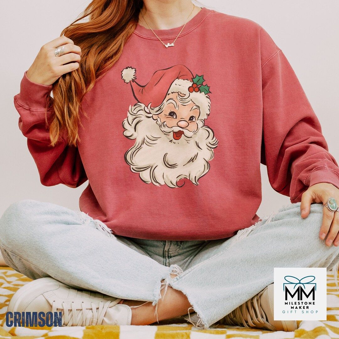 Retro Santa Shirt Vintage Santa Christmas Sweatshirt Retro - Etsy | Etsy (US)