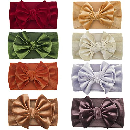 Amazon.com: 8PCS Elastic Christmas Velvet Headband for Baby Girls,Toddler Girls Bows Turban Head ... | Amazon (US)