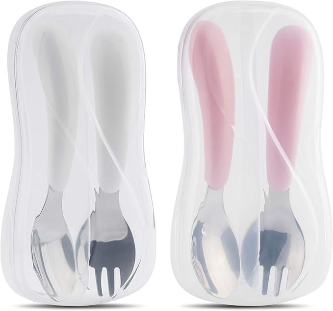 Kirecoo 2 Set Toddler Utensils, Toddler Forks and Spoons, Stainless Steel kids Silverware Set, De... | Amazon (US)