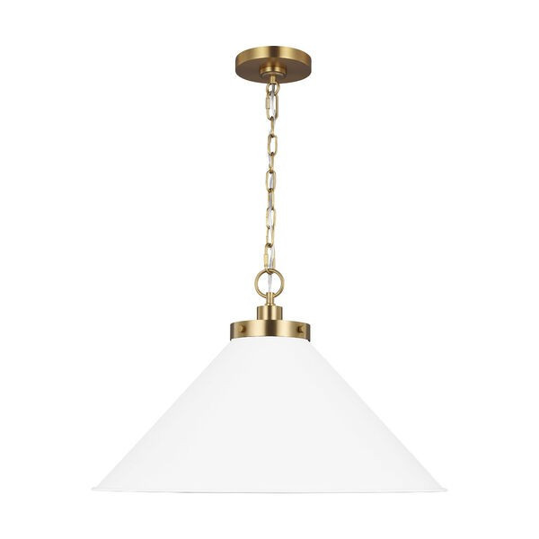 Wellfleet Matte White and Gold 24-Inch One-Light Pendant | Bellacor