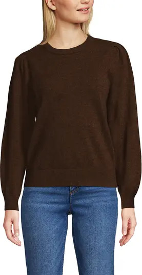 Lands' End Cashmere Puff Sleeve Crew Neck Sweater | Nordstrom | Nordstrom