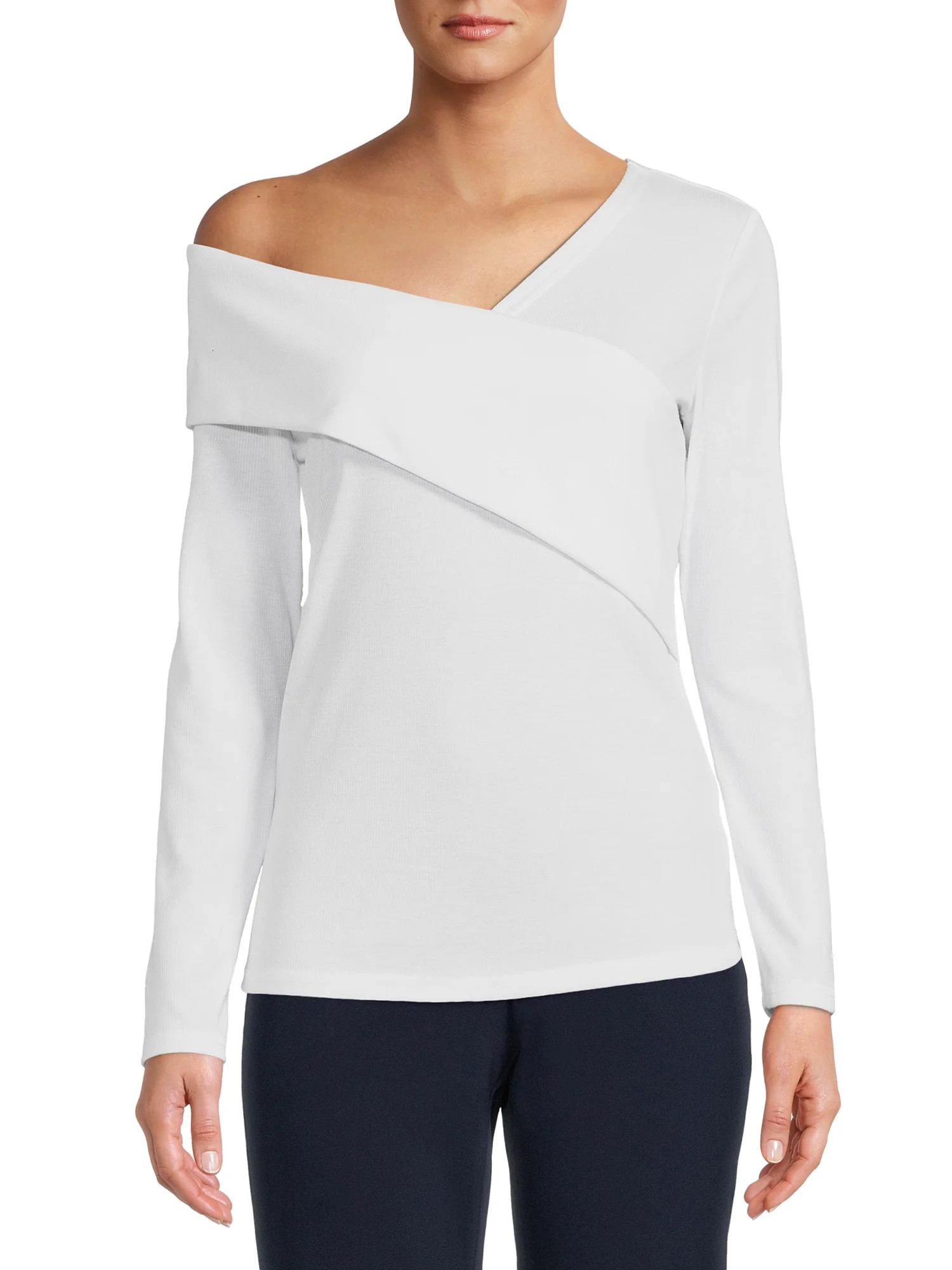 Nine.Eight Women’s Off Shoulder Wrap Top with Long Sleeves | Walmart (US)