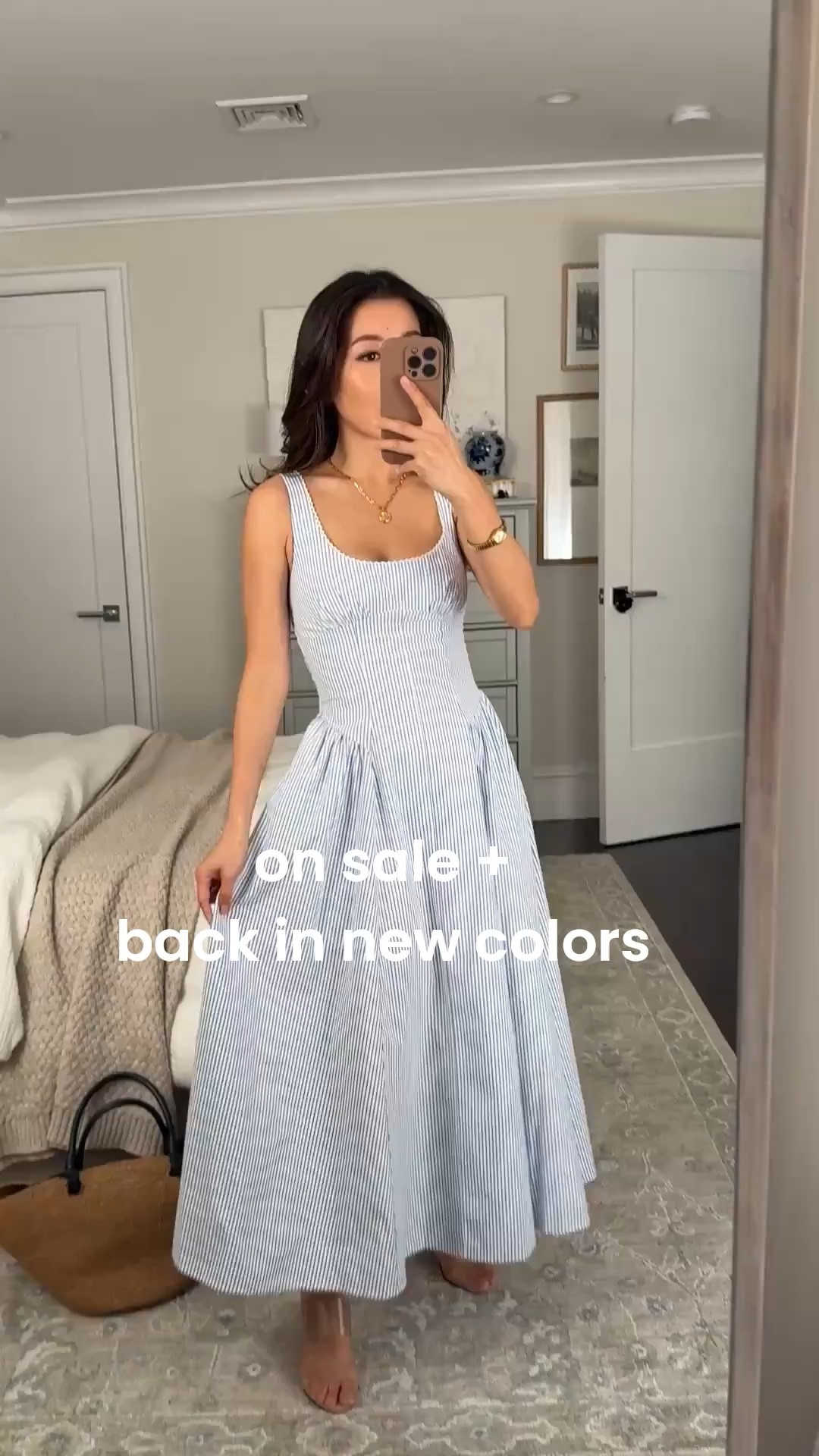 dress restocked in new colors! On sale + code AFJEAN for extra 15% off thru 3/30 

• gorgeous Bra-Free Midi Dress size XXS petite - 100% cotton, shapely bodice, adjustable straps, stretch panels on both sides, and pockets. has light removable padding and the cut suits smaller chests

• Schutz Sandals 5.5 comfy and versatile

• sezane tote

Spring vacation style, family photos cotton dress, petite friendly maxi dress

#LTKootd #LTKPetite #LTKSeasonal