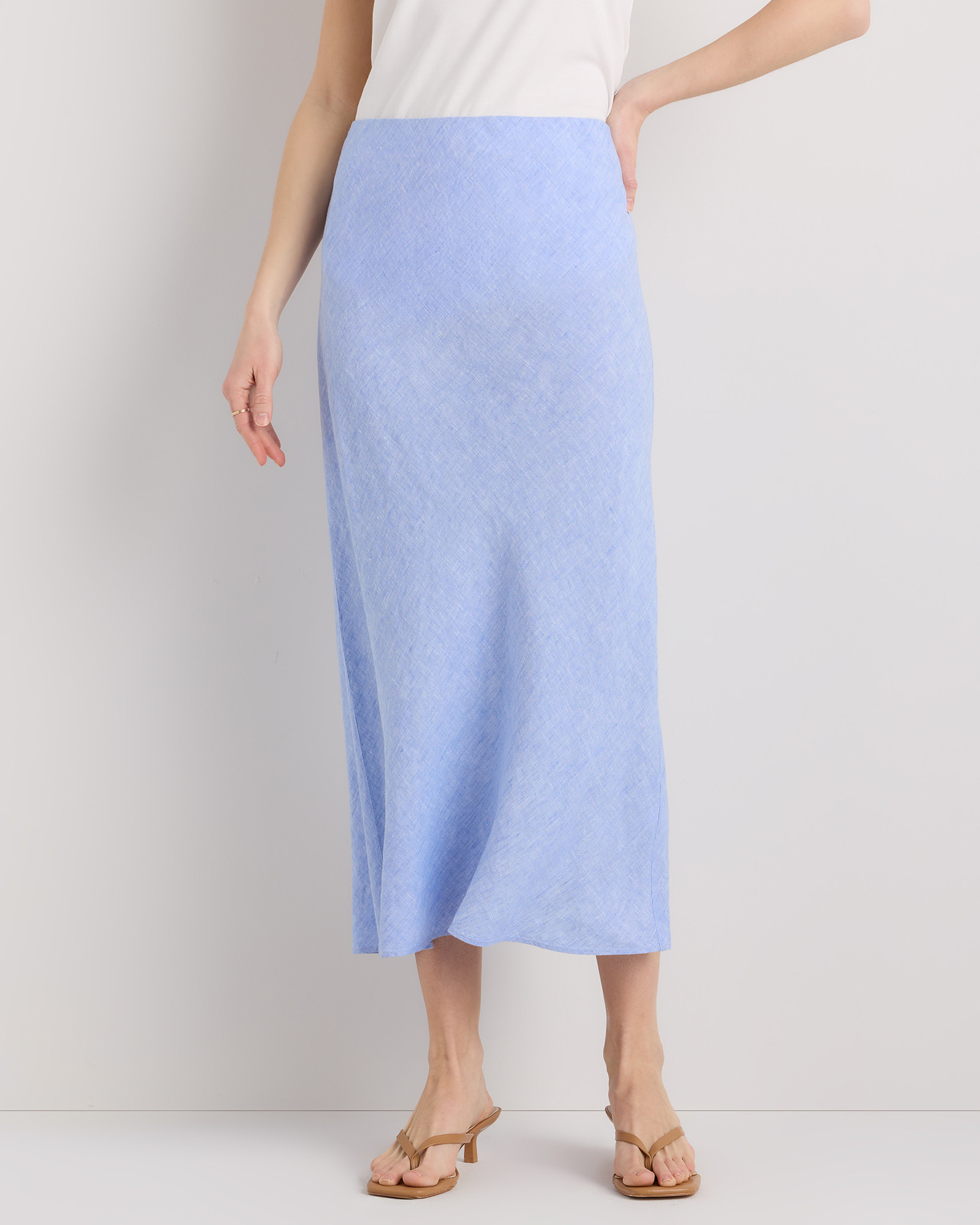 Quince | Women's 100% European Linen Midi Slip Skirt in French Blue, Size XL | Quince