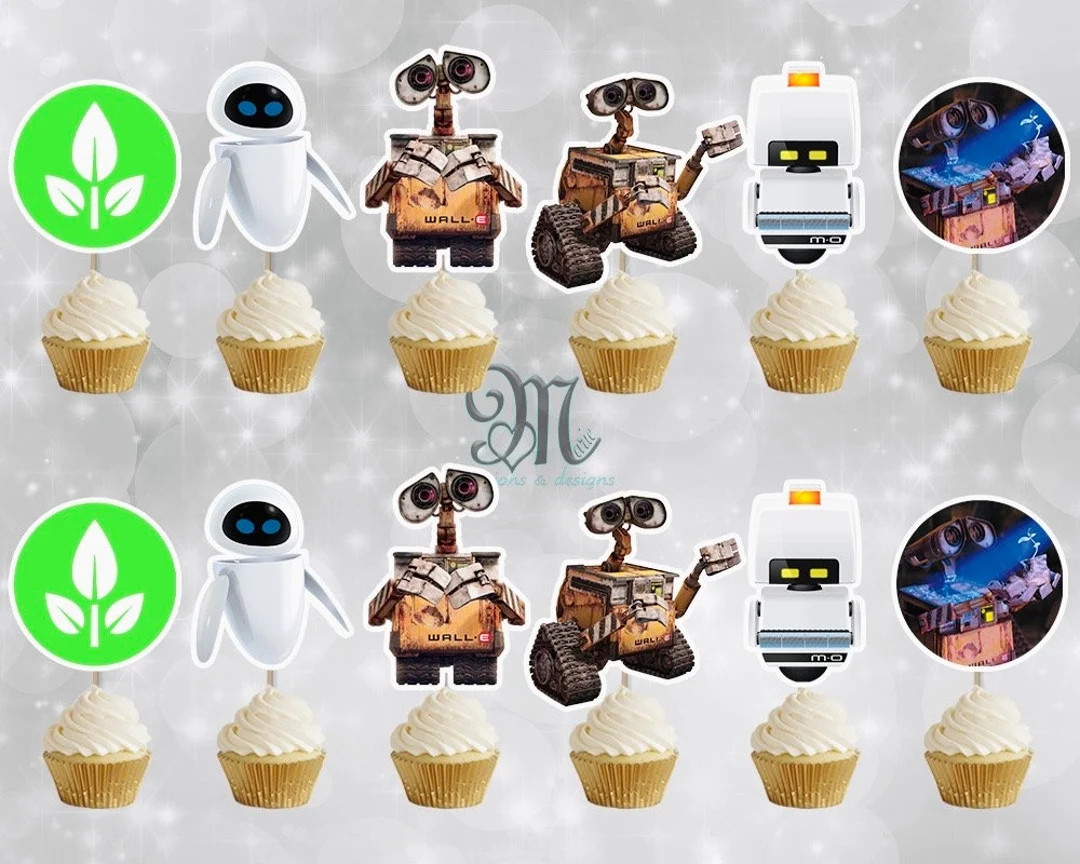 Wall-E Birthday Cupcake Toppers | Etsy (Global)