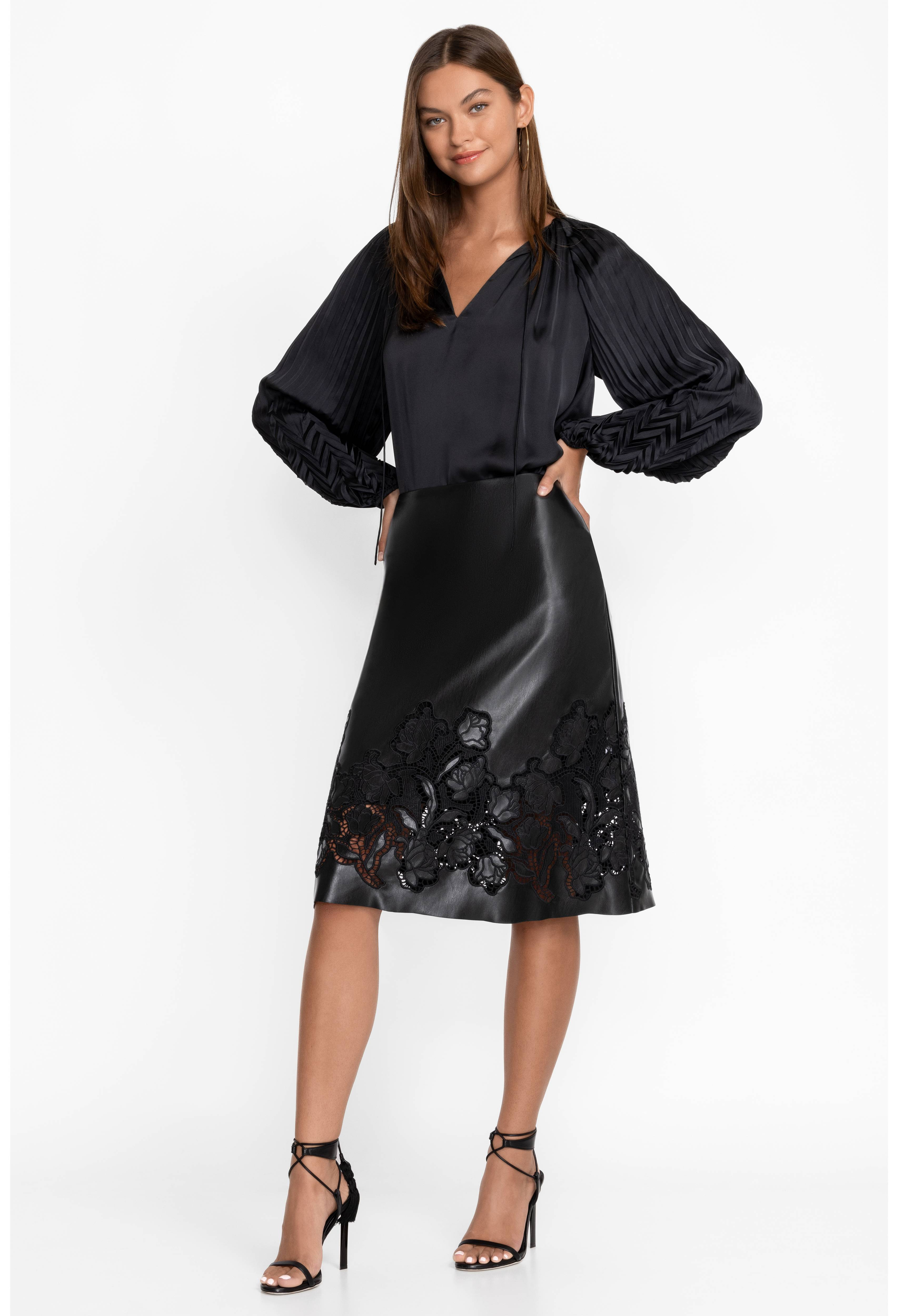 Enid Vegan Leather Midi Skirt | Johnny Was | Johnny Was