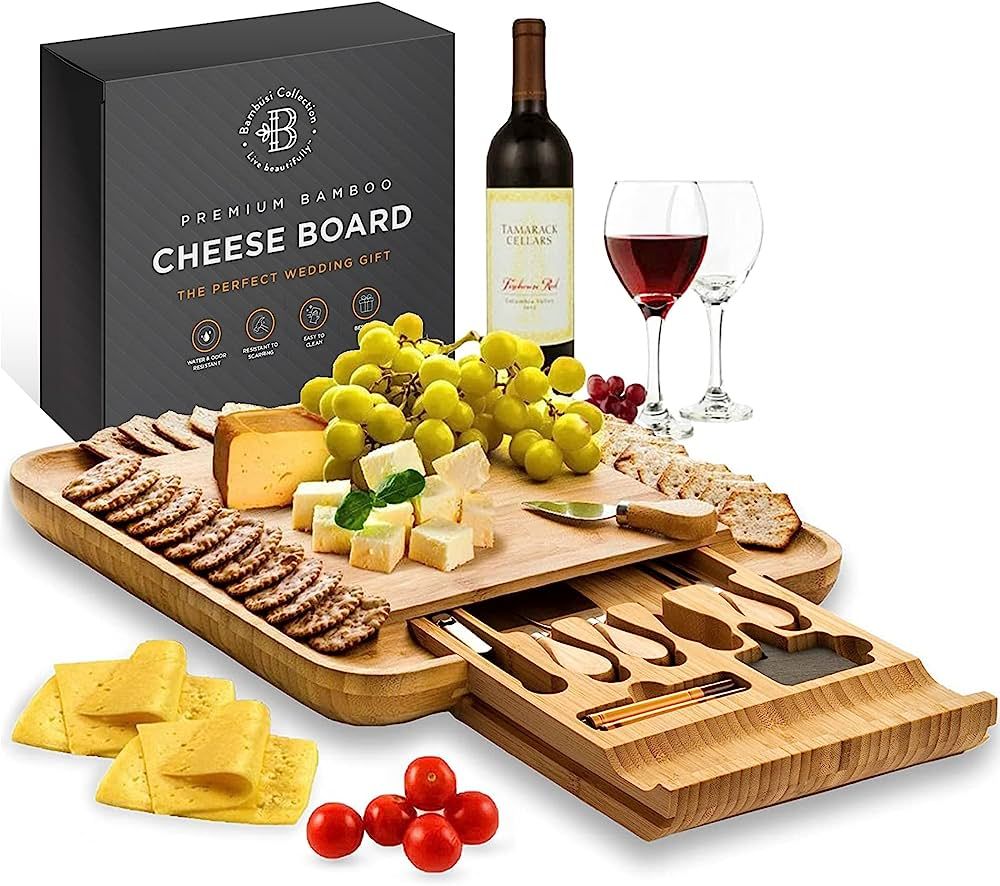 Bambüsi Charcuterie Board Gift Set - Large Bamboo Cheese Board with Accessories for Wine & Meat,... | Amazon (US)
