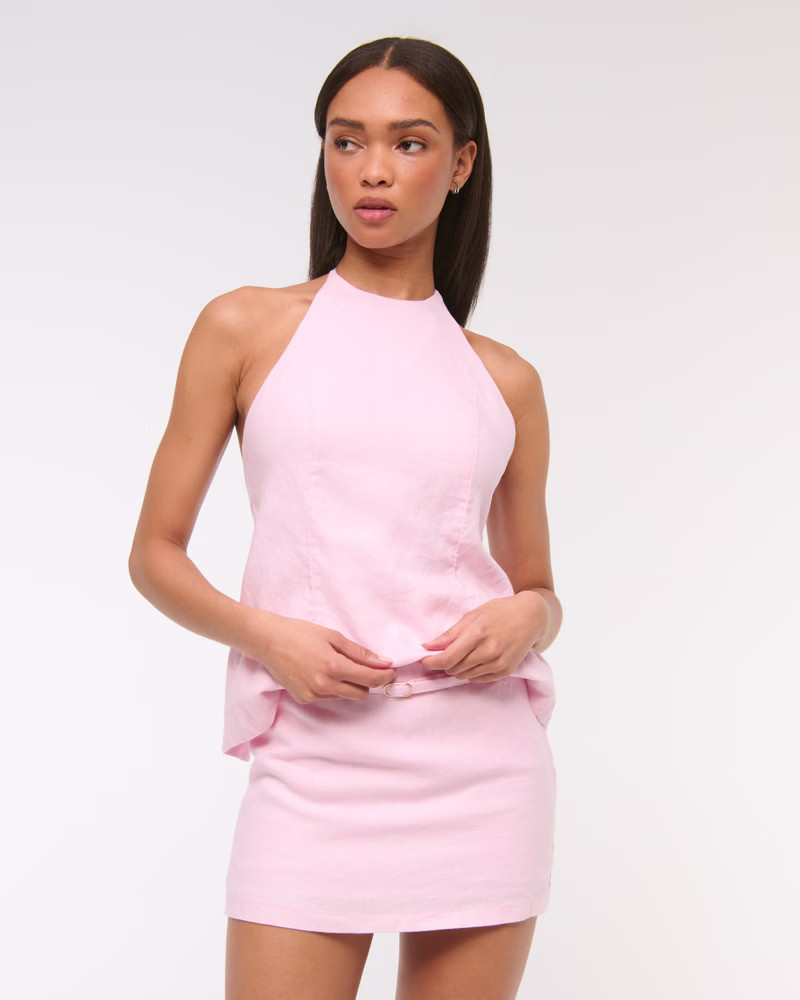 Premium Linen Halter Top | Abercrombie & Fitch (US)