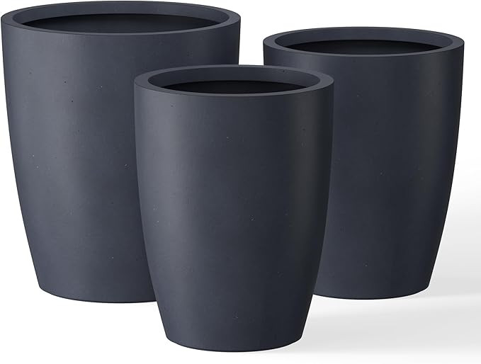 Kante 18.1",20.5",22.4" H Tall Round Concrete Planters Set of 3, Outdoor Indoor Modern Decorative... | Amazon (US)