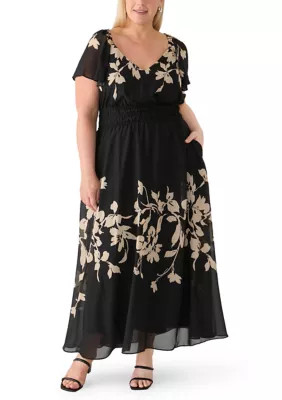 Plus Size V-Neck Floral A-Line Dress | Belk