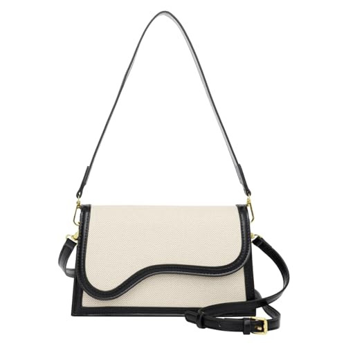 Travistar Small Crossbody Bags for Women - Leather Cross Body Bag Black Shoulder Bag Trendy Cross Body Purse Color Block Satchel Handbags Designer Evening Bag Clutch Purses with 2 Straps | Amazon (US)