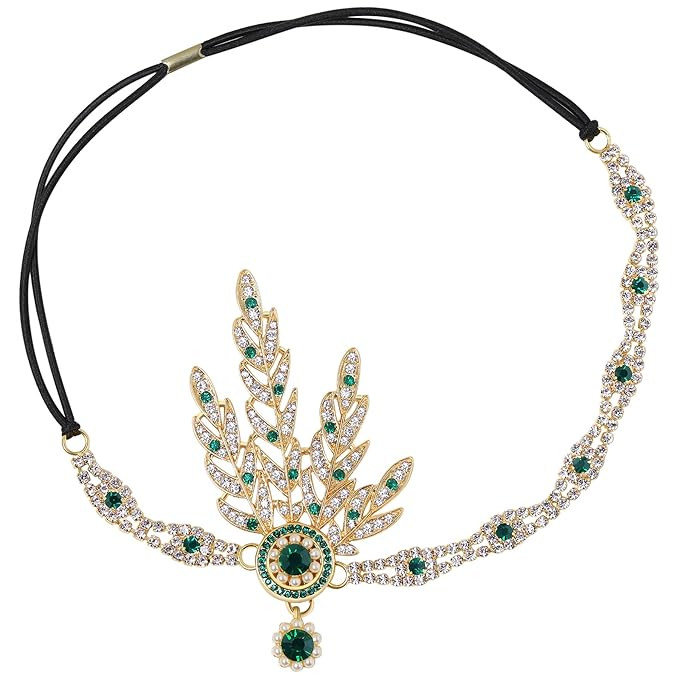 Babeyond Art Deco 1920's Flapper Great Gatsby Inspired Leaf Medallion Pearl Headpiece Headband | Amazon (US)