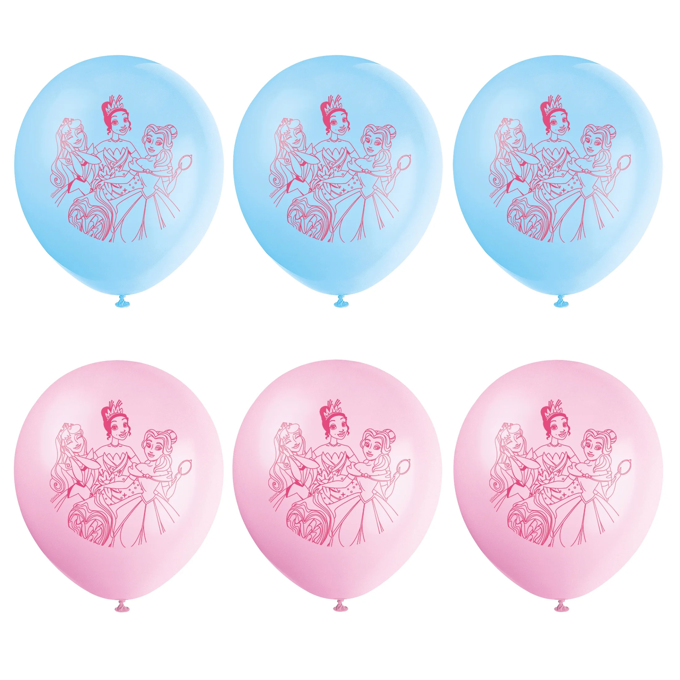 Disney Princess Assorted Pink and Blue 12" Latex Balloons, 6ct | Walmart (US)
