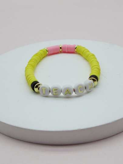 Letter Detail Round Decor Beaded Bracelet
   SKU: sj2203230011792013      
          (256 Reviews... | SHEIN