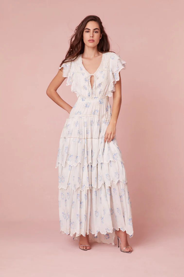 Valina Flutter Sleeve Maxi Dress | LOVESHACKFANCY