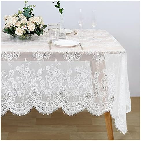 Ivory Lace Tablecloth 60x120 Inches Classic Wedding Lace Tablecloths Overlay Party Table Cover fo... | Amazon (US)