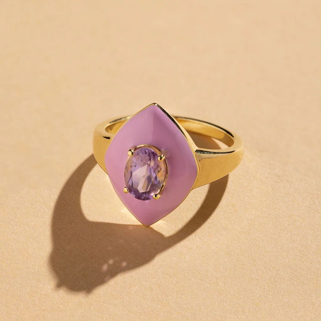 Marisol Enamel and Stone Ring | Nickel and Suede